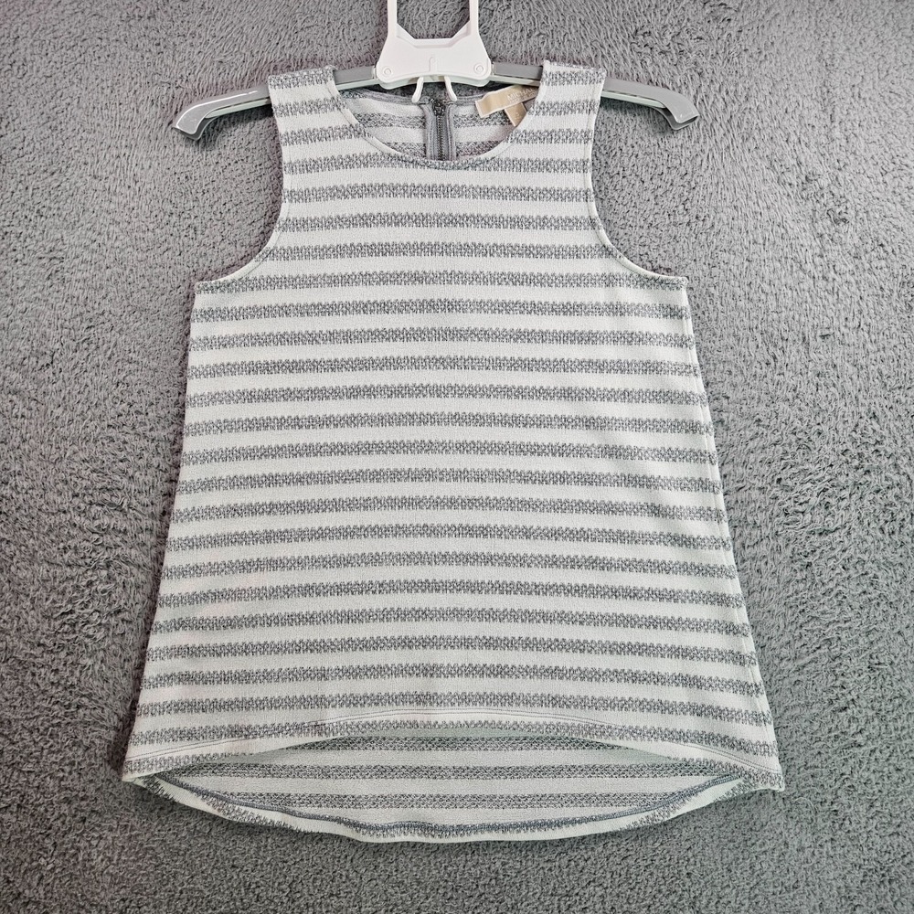 Michael Kors Sleeveless Top Women‎ Small Knit White Gray Striped - S